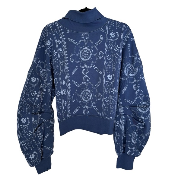 FREE PEOPLE Ruby Printed Pullover in Blue SIZE MEDIUM - Picture 8 of 8